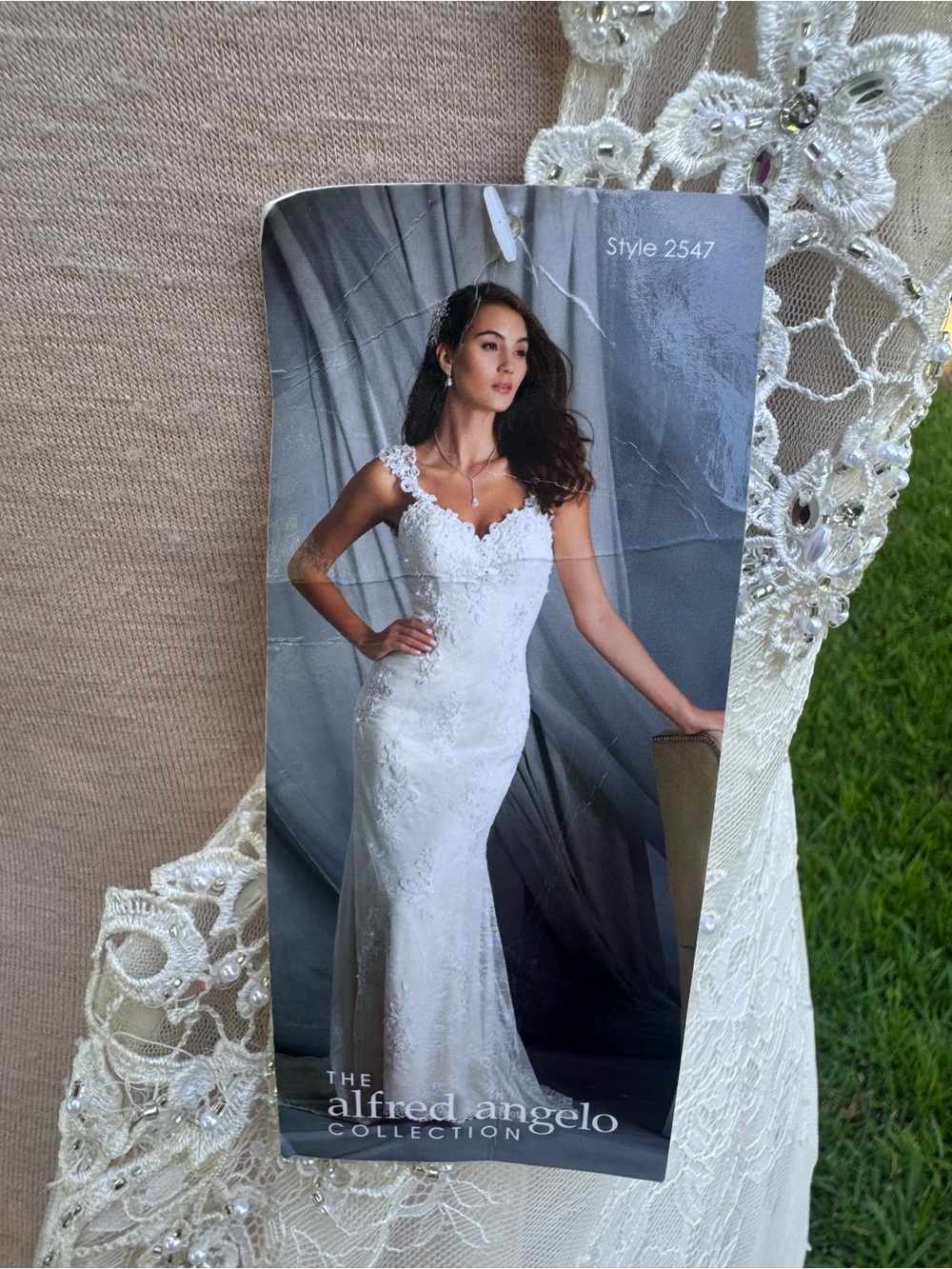 Alfred Angelo Ivory/Champagne Lace Wedding Dress - Style 2547